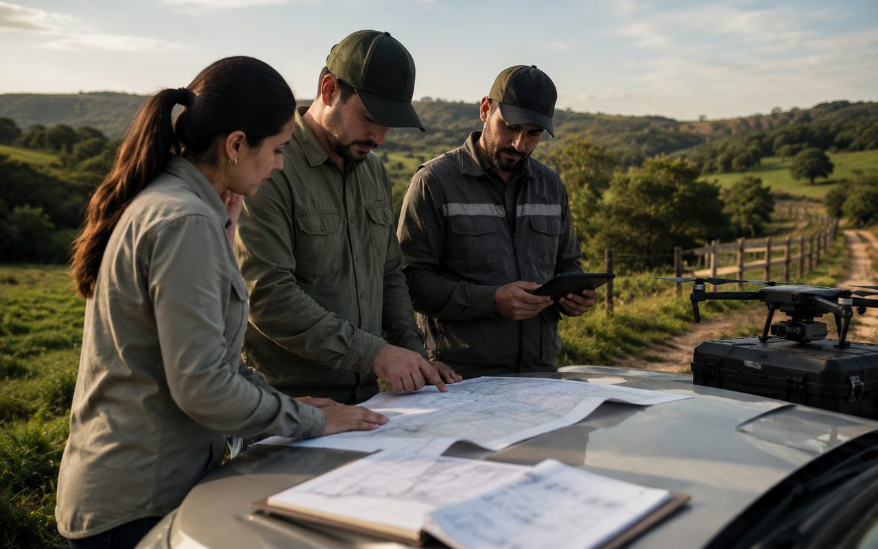 Análise técnica de documentos e mapas em campo
